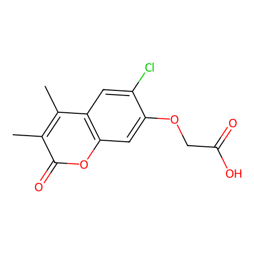 [(6-chloro-3,4-dimethyl-2-oxo-2H-chromen-7-yl)oxy]acetic acid structure