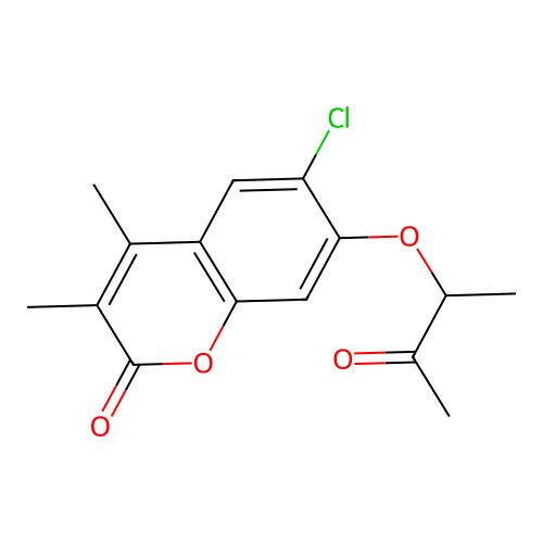 6-Chloro-3,4-dimethyl-7-(1-methyl-2-oxopropoxy)-2H-chromen-2-one structure