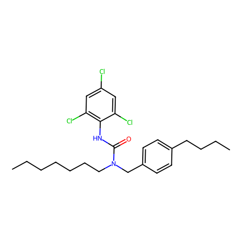 Urea, N-[(4-butylphenyl)methyl]-N-heptyl-N'-(2,4,6-trichlorophenyl)- structure