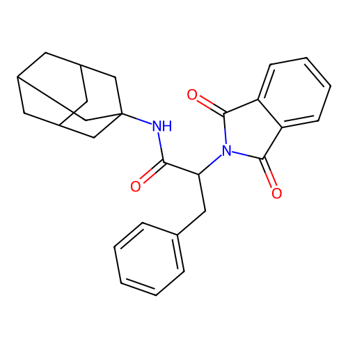 N-(1-adamantyl)-2-(1,3-dioxoisoindol-2-yl)-3-phenylpropanamide structure
