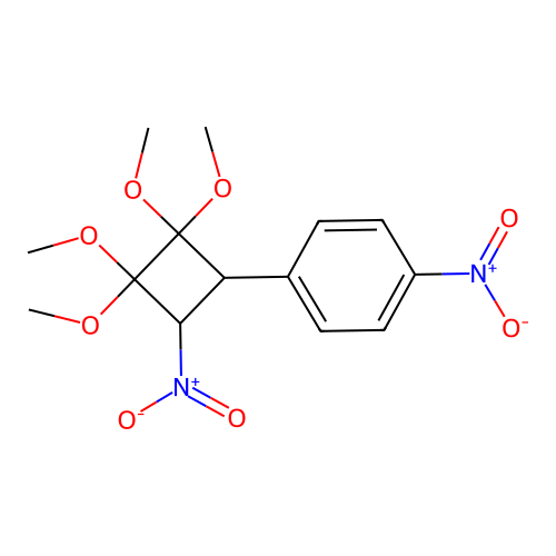1-Nitro-4-(2,2,3,3-tetramethoxy-4-nitrocyclobutyl)benzene structure