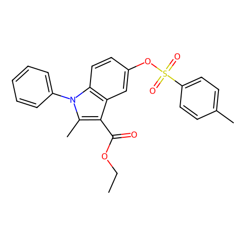 Ethyl 2-methyl-5-(4-methylphenyl)sulfonyloxy-1-phenylindole-3-carboxylate structure
