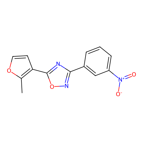 5-(2-Methylfuran-3-yl)-3-(3-nitrophenyl)-1,2,4-oxadiazole structure