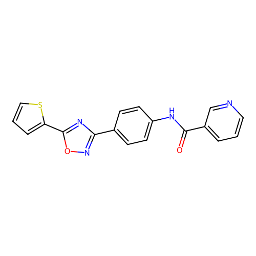 N-[4-(5-thiophen-2-yl-1,2,4-oxadiazol-3-yl)phenyl]pyridine-3-carboxamide structure