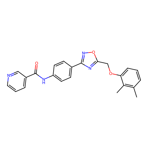 N-[4-[5-[(2,3-dimethylphenoxy)methyl]-1,2,4-oxadiazol-3-yl]phenyl]pyridine-3-carboxamide structure