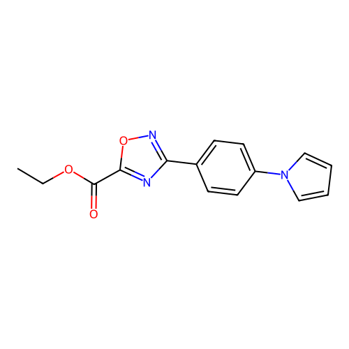 ethyl 3-[4-(1H-pyrrol-1-yl)phenyl]-1,2,4-oxadiazole-5-carboxylate structure