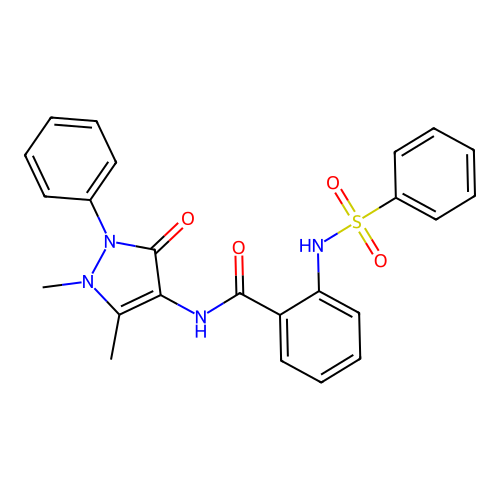 2-(benzenesulfonamido)-N-(1,5-dimethyl-3-oxo-2-phenylpyrazol-4-yl)benzamide structure