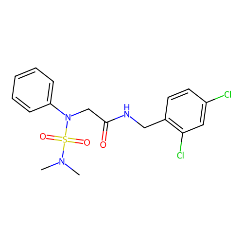N-[(2,4-dichlorophenyl)methyl]-2-[N-(dimethylsulfamoyl)anilino]acetamide structure