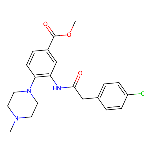 Methyl 3-{[(4-chlorophenyl)acetyl]amino}-4-(4-methyl-1-piperazinyl)benzoate structure