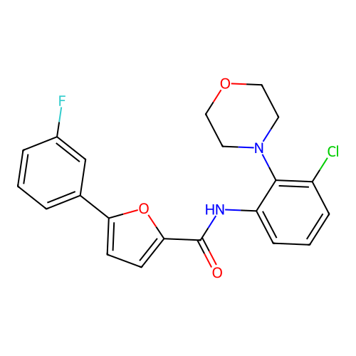 N-[3-chloro-2-(morpholin-4-yl)phenyl]-5-(3-fluorophenyl)furan-2-carboxamide structure