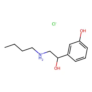 Benzyl alcohol, alpha-((butylamino)methyl)-3-hydroxy-, hydrochloride structure