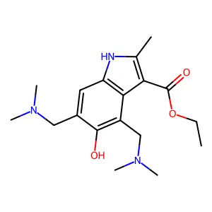 ethyl 4,6-bis(dimethylaminomethyl)-5-hydroxy-2-methyl-1H-indole-3-carboxylate structure