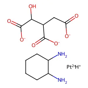 (1,2-Cyclohexanediamine-N,N')(1-hydroxy-1,2,3-propanetricarboxylato(3-)-O2,O3)platinate(1-) hydrogen structure