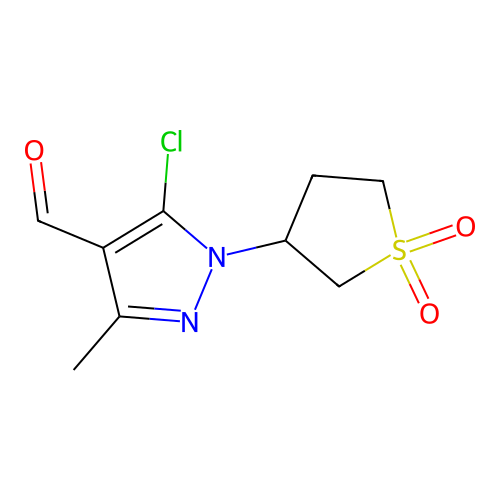 5-chloro-1-(1,1-dioxidotetrahydrothien-3-yl)-3-methyl-1H-pyrazole-4-carbaldehyde structure