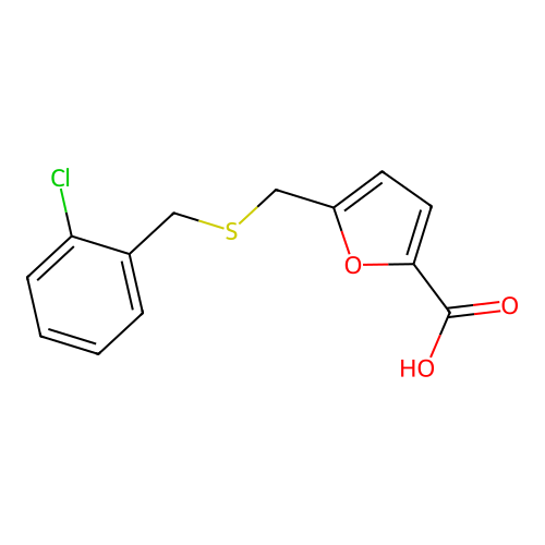 5-{[(2-Chlorobenzyl)thio]methyl}-2-furoic acid structure