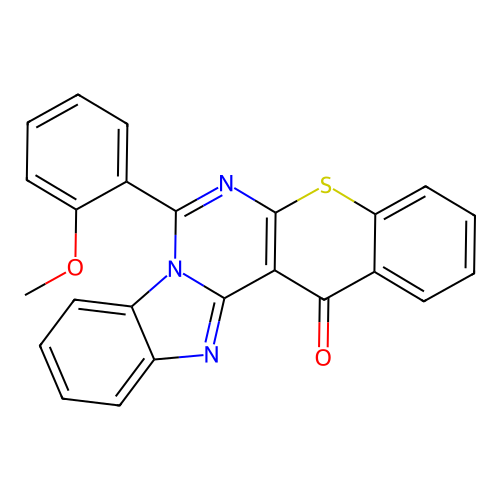 7-(2-methoxyphenyl)-14H-benzo[4,5]imidazo[1,2-c]thiochromeno[3,2-e]pyrimidin-14-one structure