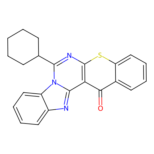 7-cyclohexyl-14H-benzo[4,5]imidazo[1,2-c]thiochromeno[3,2-e]pyrimidin-14-one structure