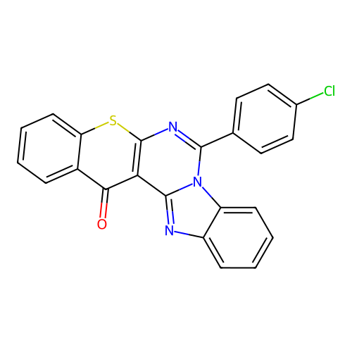 7-(4-chlorophenyl)-14H-benzo[4,5]imidazo[1,2-c]thiochromeno[3,2-e]pyrimidin-14-one structure