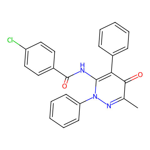 4-chloro-N-(6-methyl-5-oxo-2,4-diphenyl-2,5-dihydropyridazin-3-yl)benzamide structure