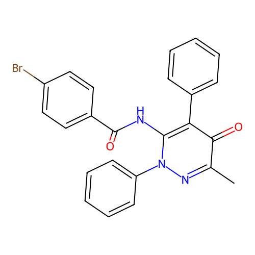 4-bromo-N-(6-methyl-5-oxo-2,4-diphenyl-2,5-dihydropyridazin-3-yl)benzamide structure