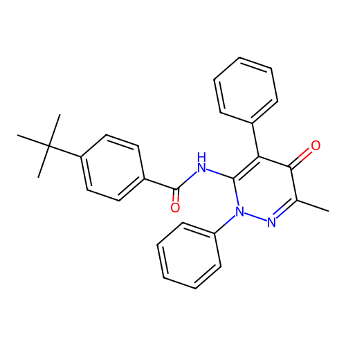 4-tert-butyl-N-(6-methyl-5-oxo-2,4-diphenyl-2,5-dihydropyridazin-3-yl)benzamide structure