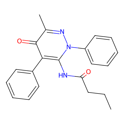 N-(6-methyl-5-oxo-2,4-diphenyl-2,5-dihydropyridazin-3-yl)butanamide structure