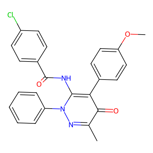 4-chloro-N-[4-(4-methoxyphenyl)-6-methyl-5-oxo-2-phenyl-pyridazin-3-yl]benzamide structure
