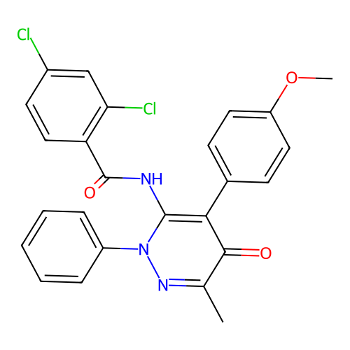 2,4-dichloro-N-[4-(4-methoxyphenyl)-6-methyl-5-oxo-2-phenyl-pyridazin-3-yl]benzamide structure