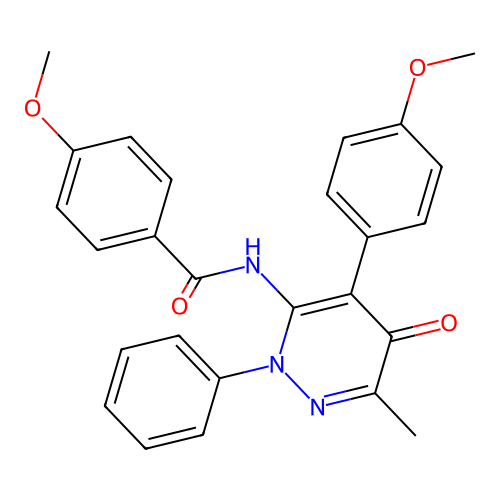 4-methoxy-N-[4-(4-methoxyphenyl)-6-methyl-5-oxo-2-phenyl-pyridazin-3-yl]benzamide structure