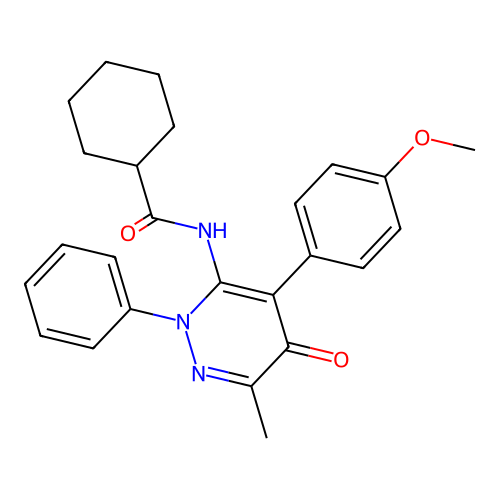 N-[4-(4-methoxyphenyl)-6-methyl-5-oxo-2-phenyl-pyridazin-3-yl]cyclohexanecarboxamide structure