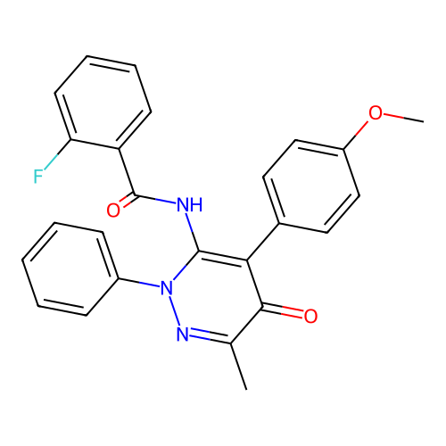 2-fluoro-N-[4-(4-methoxyphenyl)-6-methyl-5-oxo-2-phenyl-pyridazin-3-yl]benzamide structure