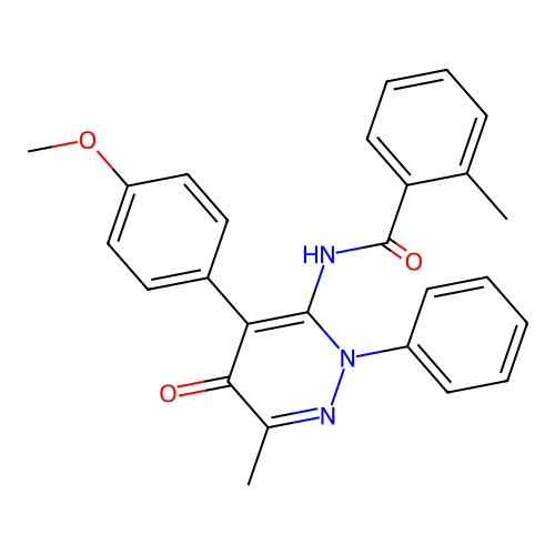 N-[4-(4-methoxyphenyl)-6-methyl-5-oxo-2-phenyl-pyridazin-3-yl]-2-methyl-benzamide structure