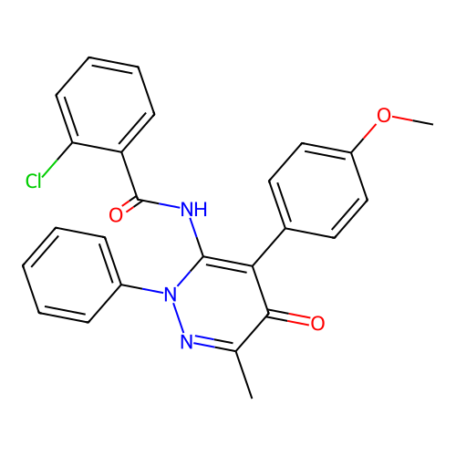 2-chloro-N-[4-(4-methoxyphenyl)-6-methyl-5-oxo-2-phenyl-pyridazin-3-yl]benzamide structure