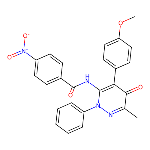 N-[4-(4-methoxyphenyl)-6-methyl-5-oxo-2-phenyl-pyridazin-3-yl]-4-nitro-benzamide structure
