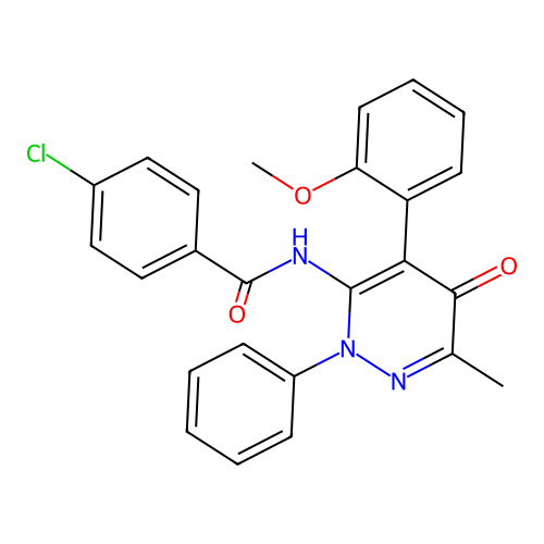 4-chloro-N-[4-(2-methoxyphenyl)-6-methyl-5-oxo-2-phenyl-pyridazin-3-yl]benzamide structure