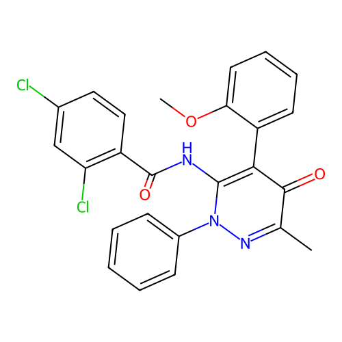 2,4-dichloro-N-[4-(2-methoxyphenyl)-6-methyl-5-oxo-2-phenyl-pyridazin-3-yl]benzamide structure