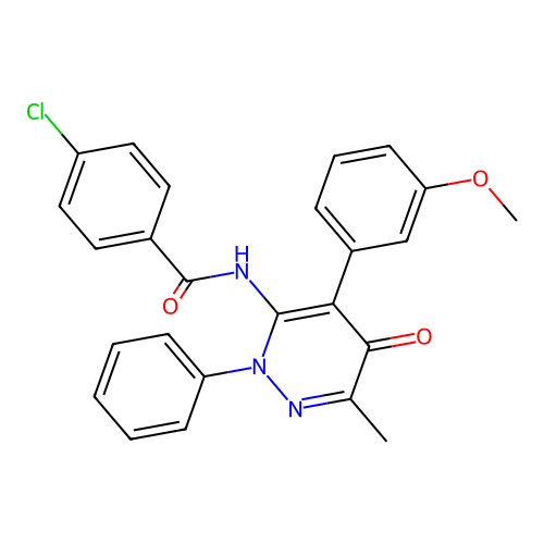 4-chloro-N-[4-(3-methoxyphenyl)-6-methyl-5-oxo-2-phenyl-pyridazin-3-yl]benzamide structure