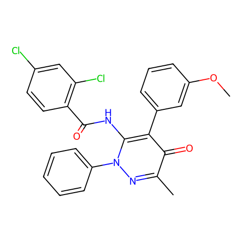 2,4-dichloro-N-[4-(3-methoxyphenyl)-6-methyl-5-oxo-2-phenyl-pyridazin-3-yl]benzamide structure
