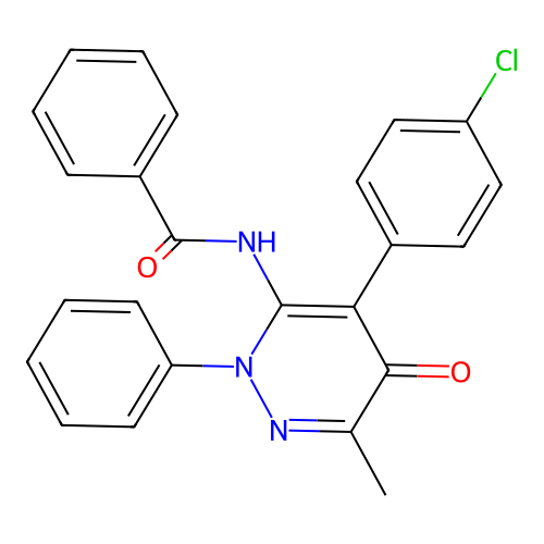 N-[4-(4-chlorophenyl)-6-methyl-5-oxo-2-phenyl-pyridazin-3-yl]benzamide structure