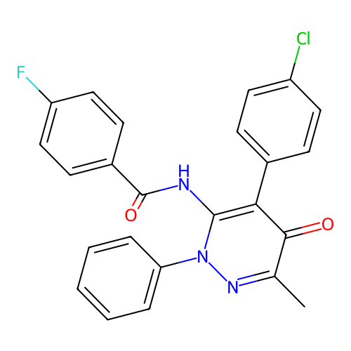N-[4-(4-chlorophenyl)-6-methyl-5-oxo-2-phenyl-pyridazin-3-yl]-4-fluoro-benzamide structure
