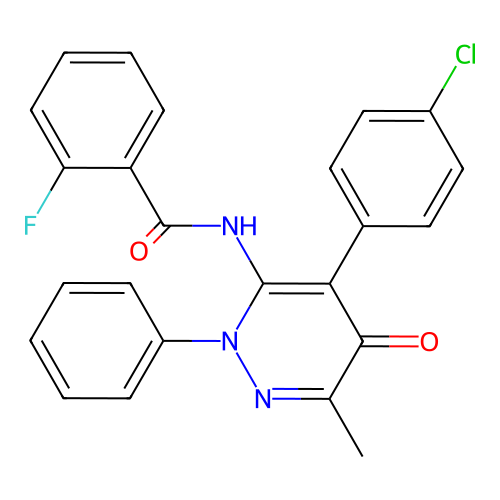 N-[4-(4-chlorophenyl)-6-methyl-5-oxo-2-phenyl-pyridazin-3-yl]-2-fluoro-benzamide structure