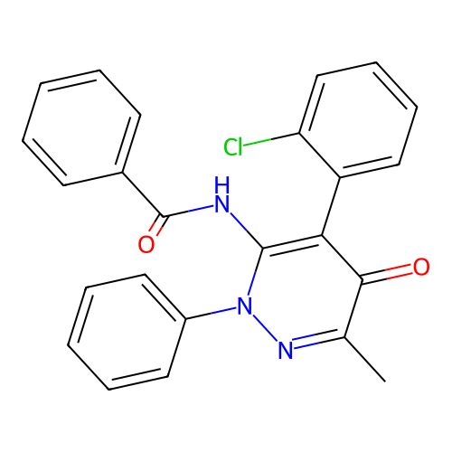 N-[4-(2-chlorophenyl)-6-methyl-5-oxo-2-phenylpyridazin-3-yl]benzamide structure