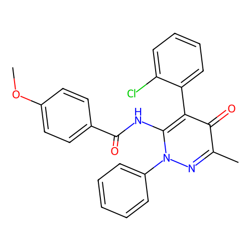 N-[4-(2-chlorophenyl)-6-methyl-5-oxo-2-phenyl-pyridazin-3-yl]-4-methoxy-benzamide structure