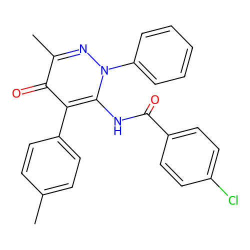 4-chloro-N-(6-methyl-5-oxo-2-phenyl-4-(p-tolyl)-2,5-dihydropyridazin-3-yl)benzamide structure