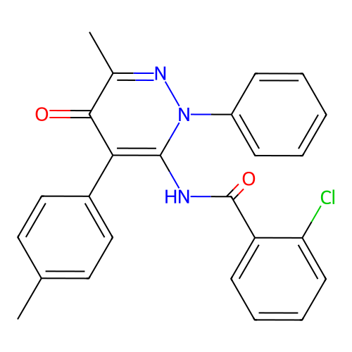 2-chloro-N-(6-methyl-5-oxo-2-phenyl-4-(p-tolyl)-2,5-dihydropyridazin-3-yl)benzamide structure