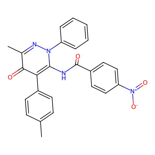 N-(6-methyl-5-oxo-2-phenyl-4-(p-tolyl)-2,5-dihydropyridazin-3-yl)-4-nitrobenzamide structure