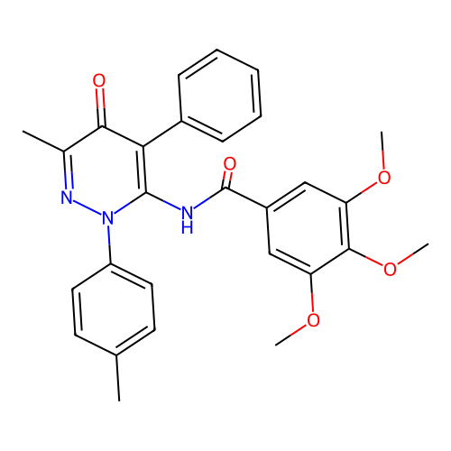 3,4,5-trimethoxy-N-[6-methyl-2-(4-methylphenyl)-5-oxo-4-phenyl-pyridazin-3-yl]benzamide structure