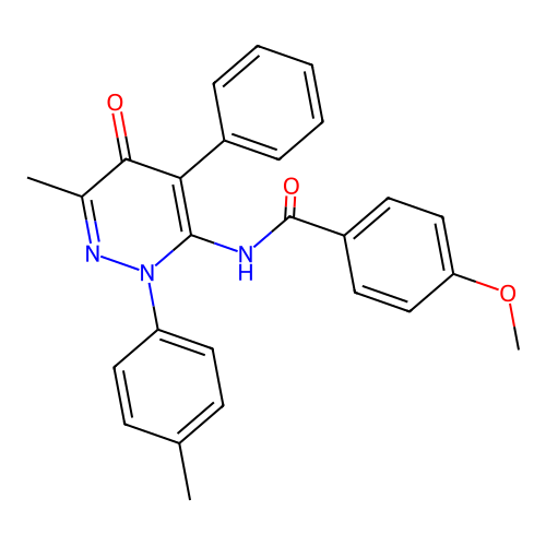 4-methoxy-N-(6-methyl-5-oxo-4-phenyl-2-(p-tolyl)-2,5-dihydropyridazin-3-yl)benzamide structure