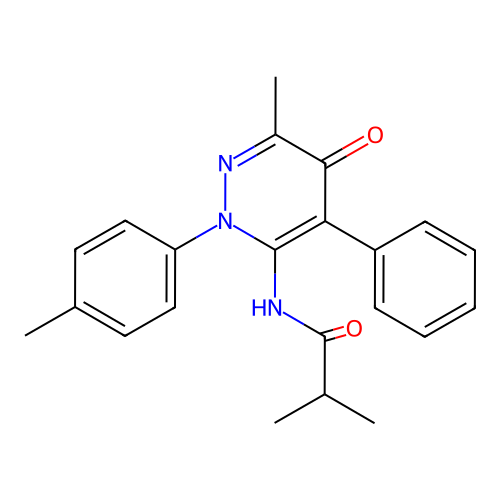 2-methyl-N-[6-methyl-2-(4-methylphenyl)-5-oxo-4-phenylpyridazin-3-yl]propanamide structure