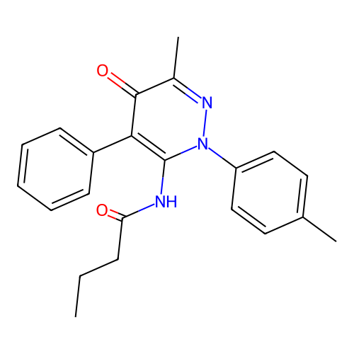 N-(6-methyl-5-oxo-4-phenyl-2-(p-tolyl)-2,5-dihydropyridazin-3-yl)butyramide structure